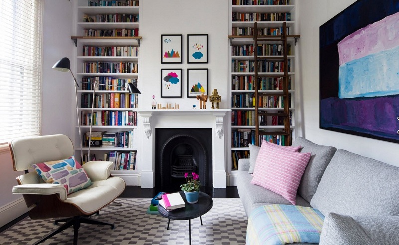 Bookcases In The Living Room Interior