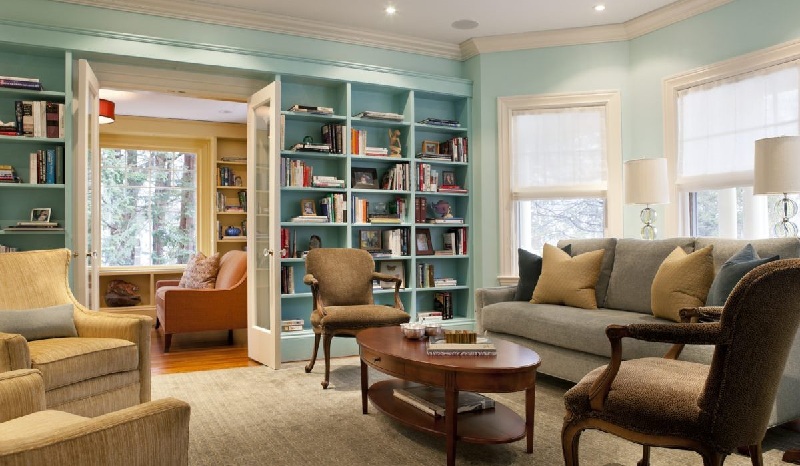 Bookcases In The Living Room Interior