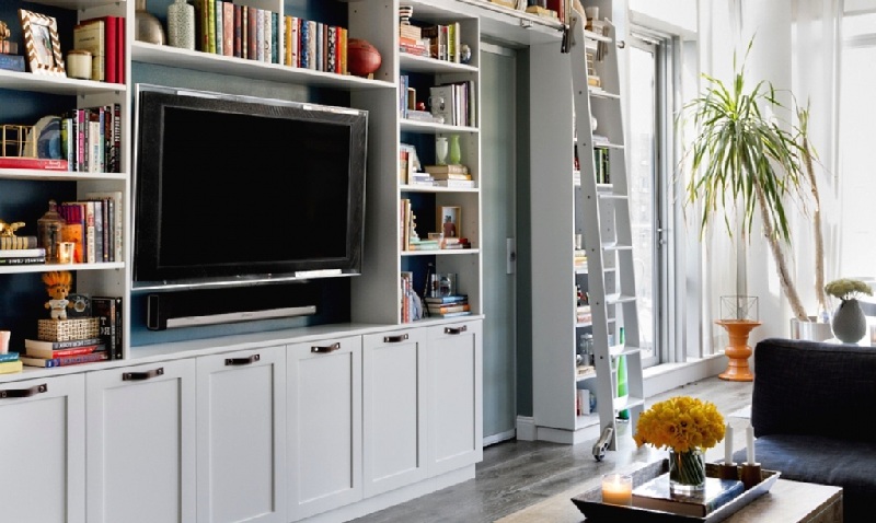 Bookcases In The Living Room Interior