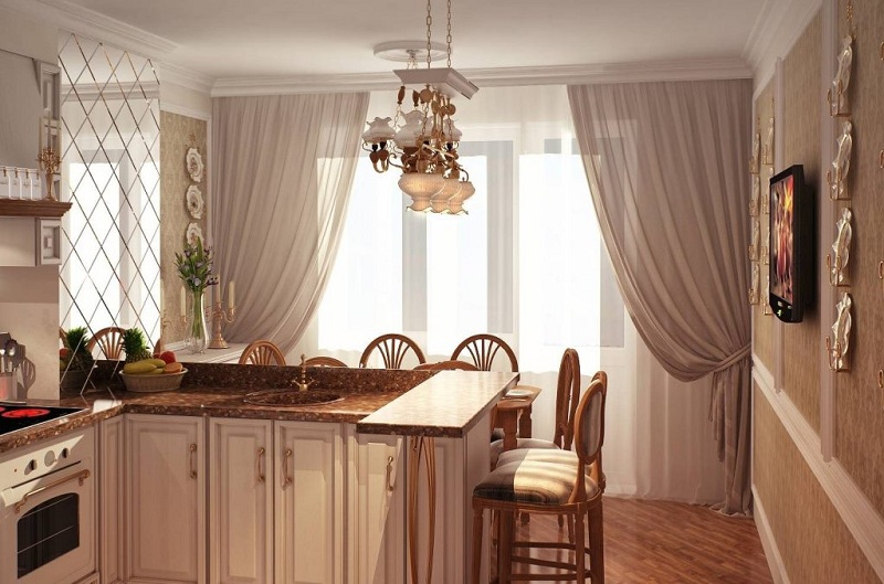 Design Of Classic Curtains For The Kitchen