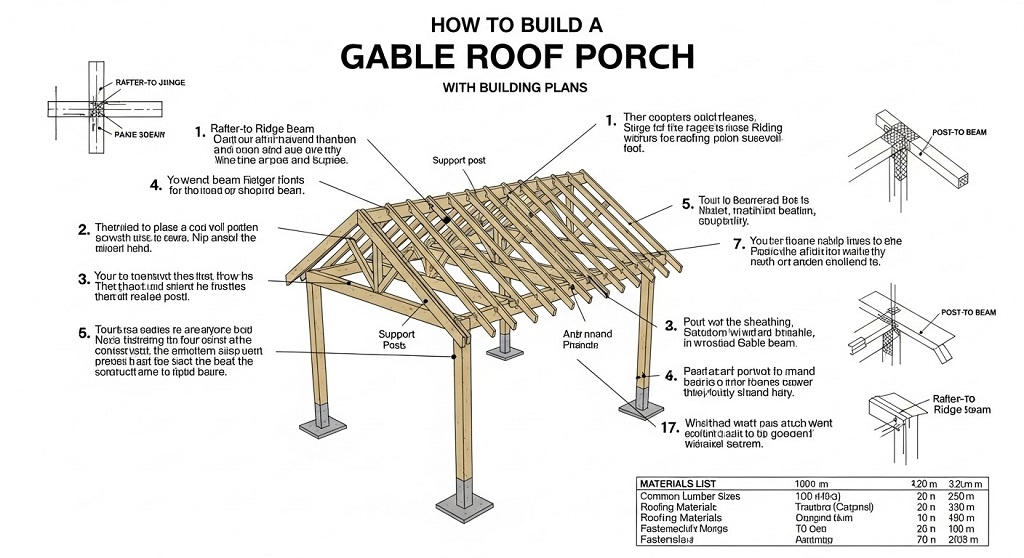 How long does it take to build a gable roof porch?