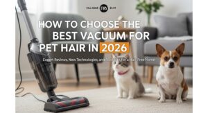 Powerful HEPA filter cleaner removing pet hair from carpet