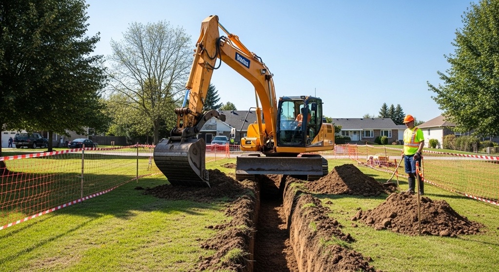 Trench wiring guide showing underground cable placement