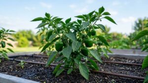 Pepper plants struggling during extreme summer heat in Dallas Texas